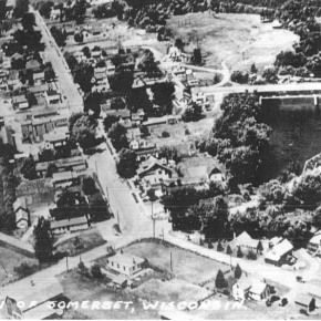Black and White aerial view of Somerset Wisconsin.