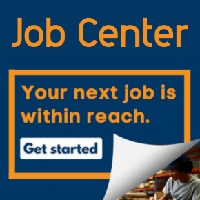 Your next job is in reach, get started text on web tile