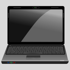 Laptop computer with a blank screen.