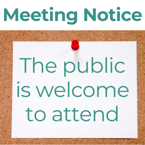 Bulletin board image with notice that reads "The public is welcome to attend"
